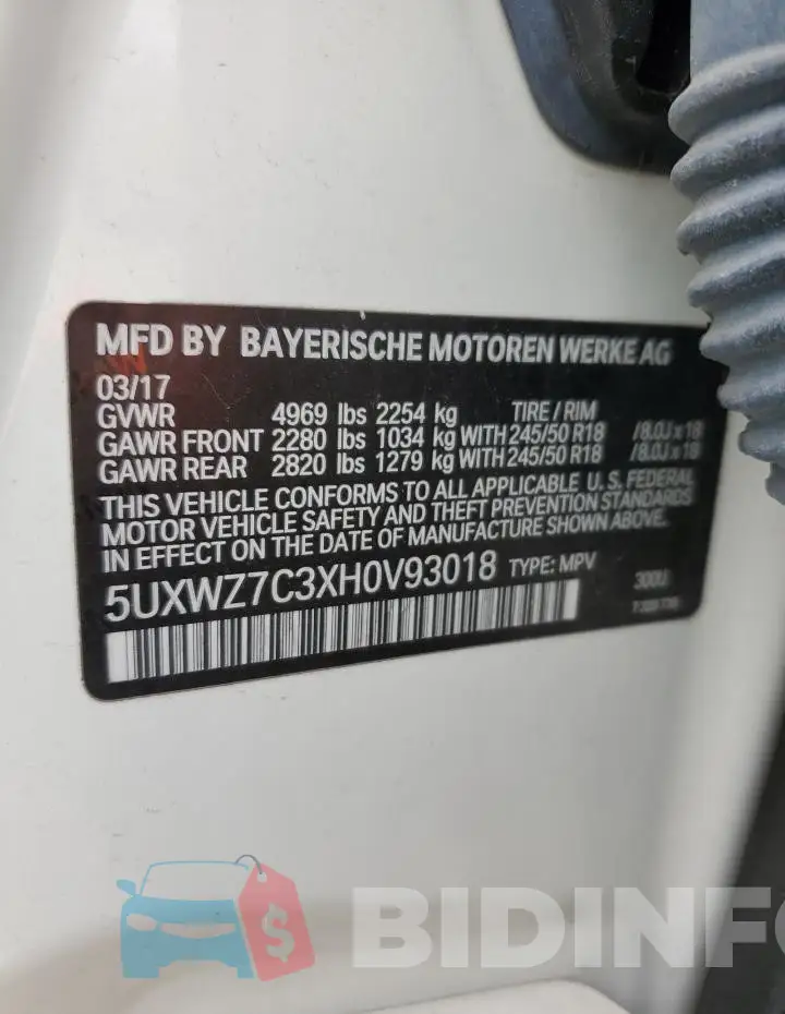5UXWZ7C3XH0V93018 Photo# 13