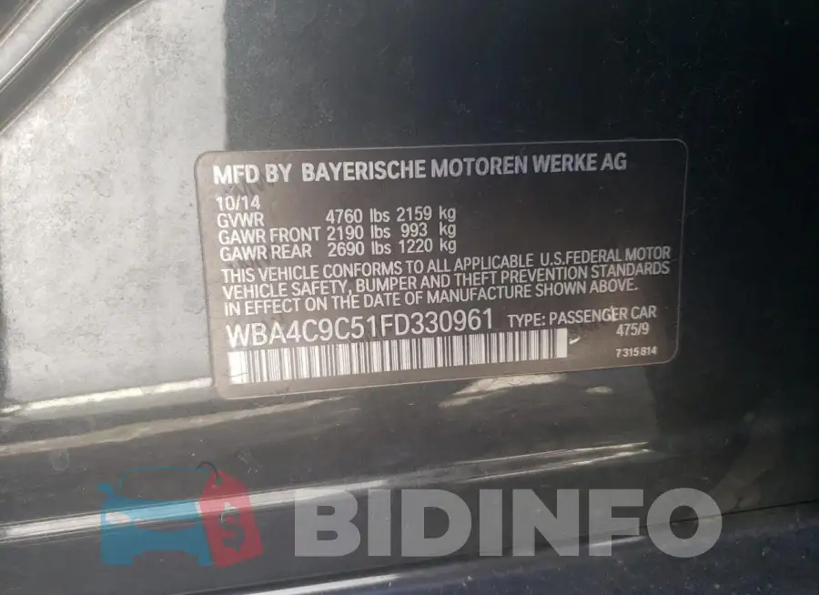 WBA4C9C51FD330961 Photo# 12
