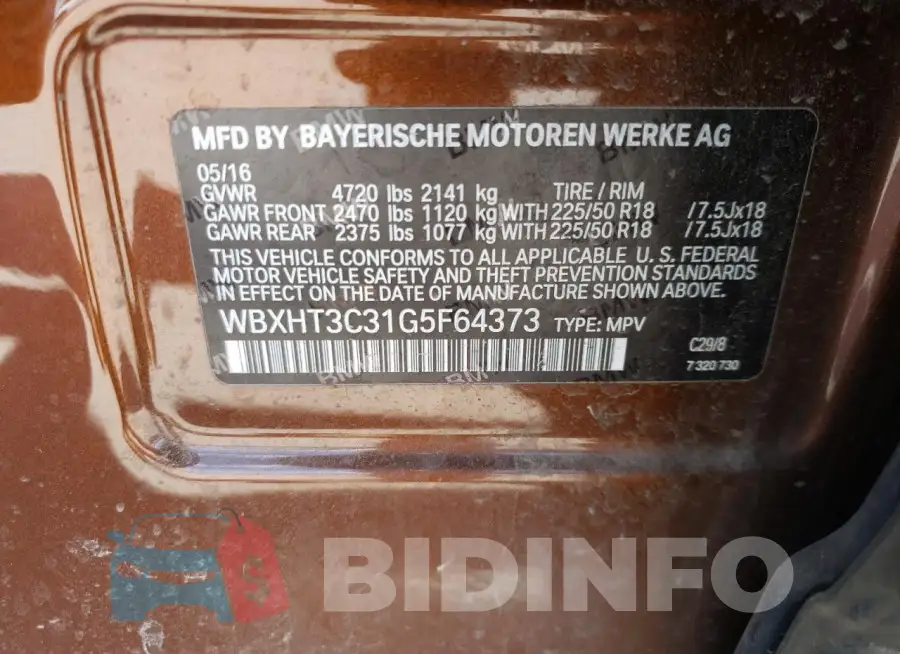 WBXHT3C31G5F64373 Photo# 13