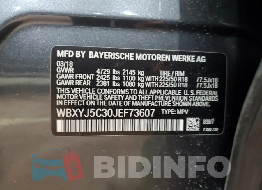 WBXYJ5C30JEF73607 Photo# 12