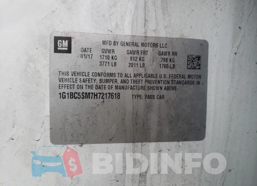 1G1BC5SM7H7217618 Photo# 13