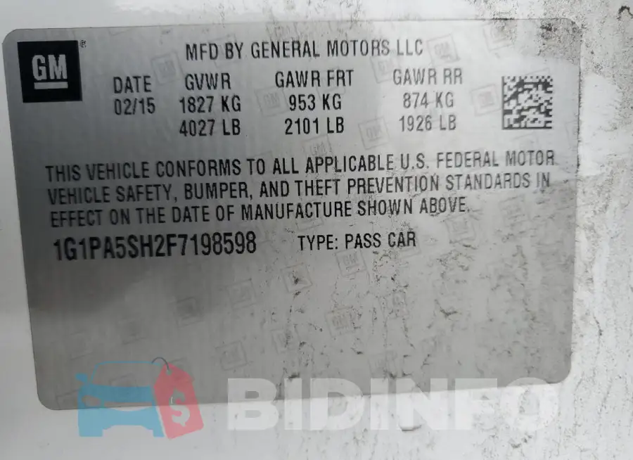 1G1PA5SH2F7198598 Photo# 12