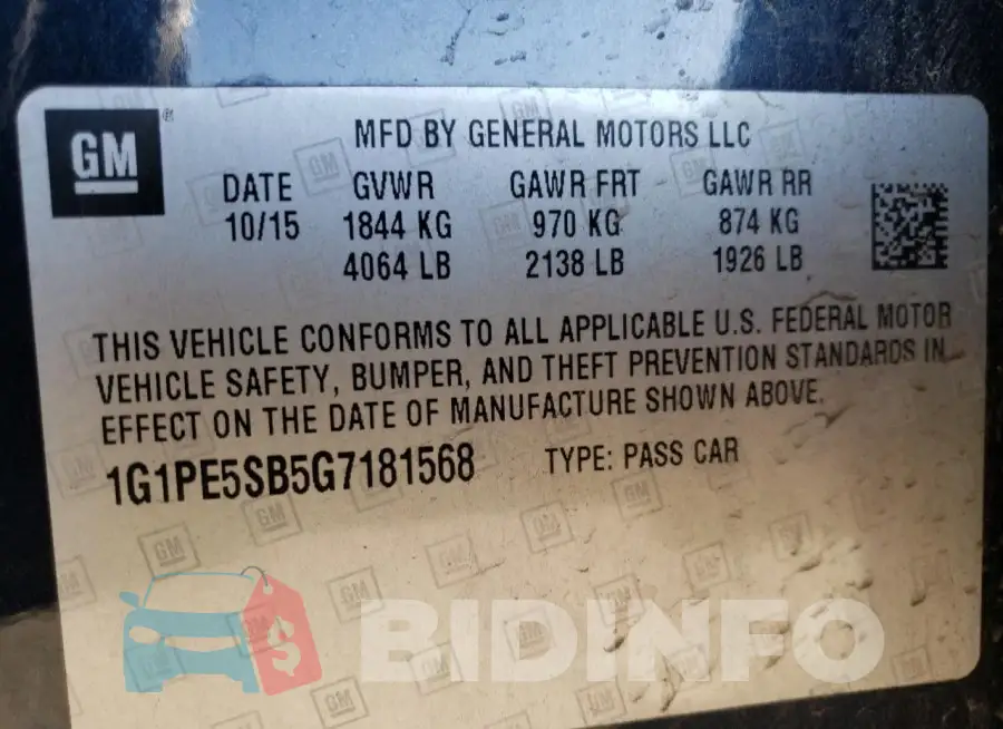 1G1PE5SB5G7181568 Photo# 12