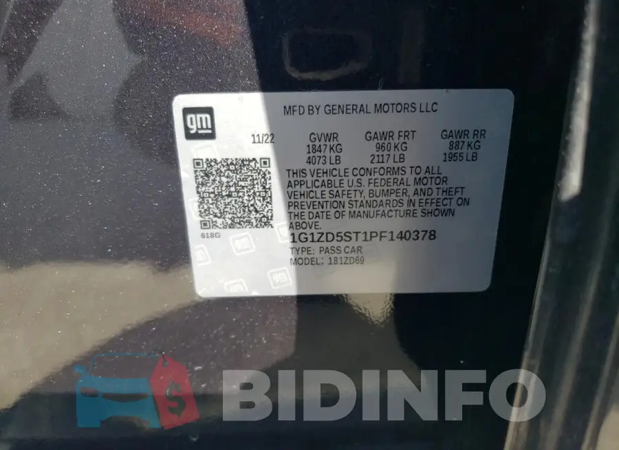 1G1ZD5ST1PF140378 Photo# 12