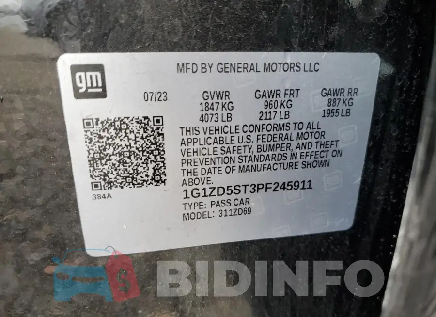 1G1ZD5ST3PF245911 Photo# 12