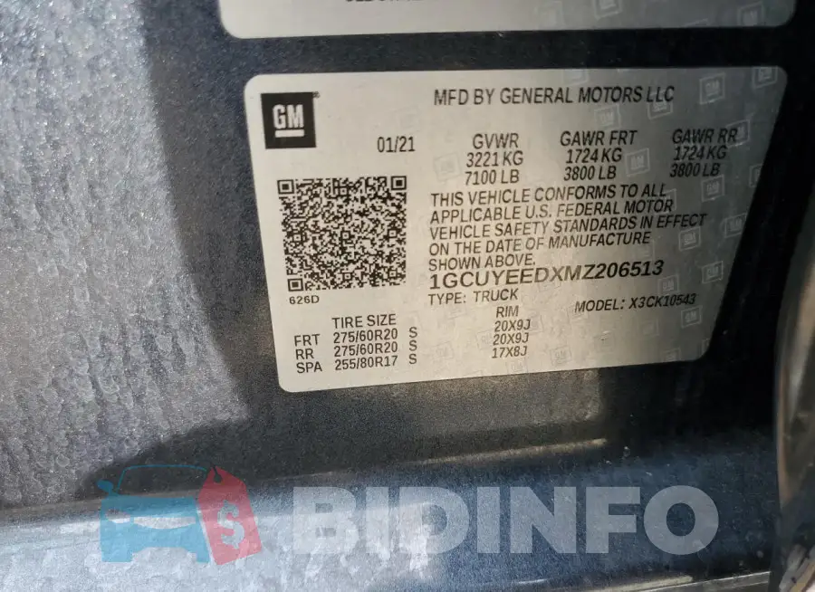 1GCUYEEDXMZ206513 Photo# 12