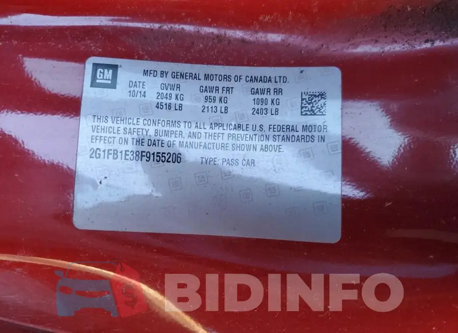 2G1FB1E38F9155206 Photo# 12