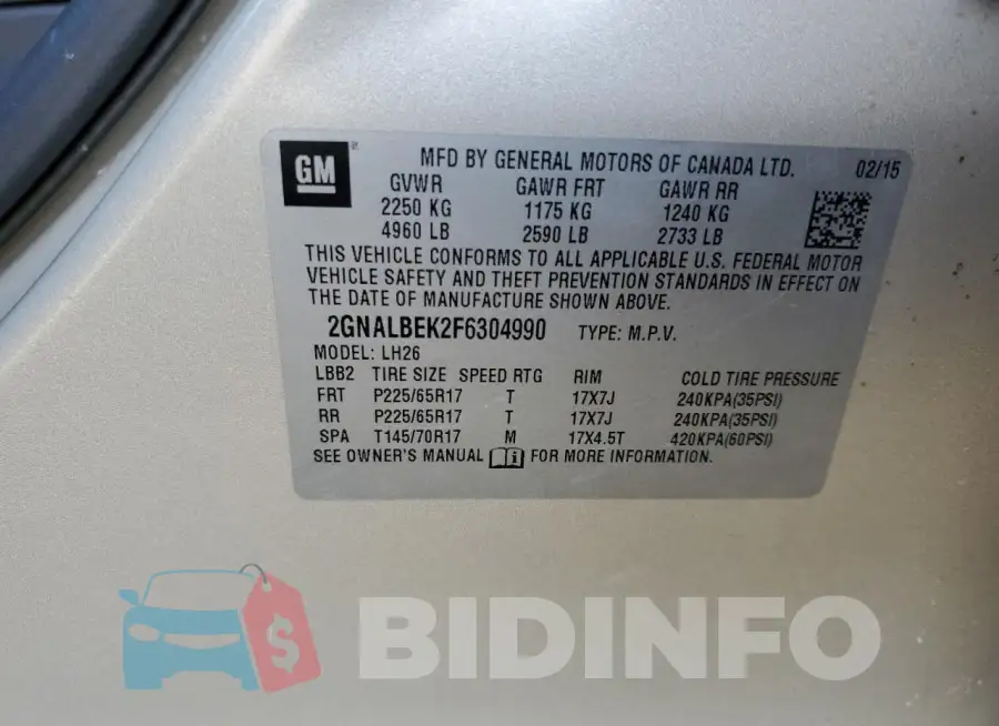 2GNALBEK2F6304990 Photo# 12