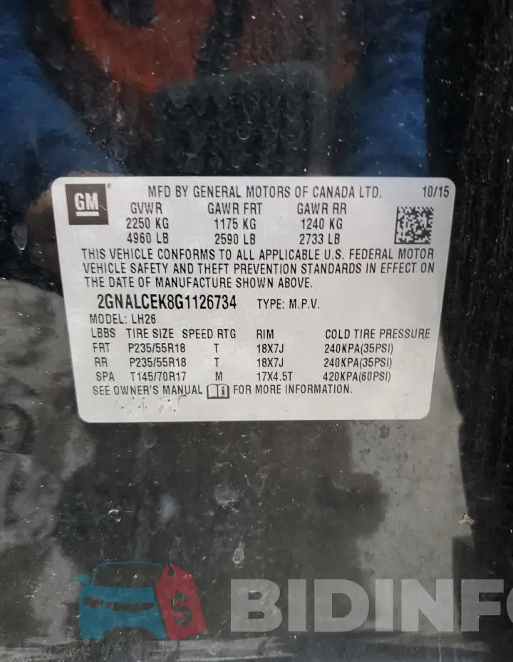 2GNALCEK8G1126734 Photo# 12