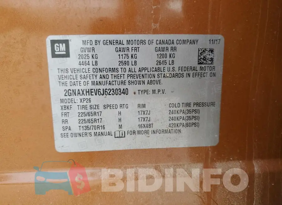 2GNAXHEV6J6230340 Photo# 13