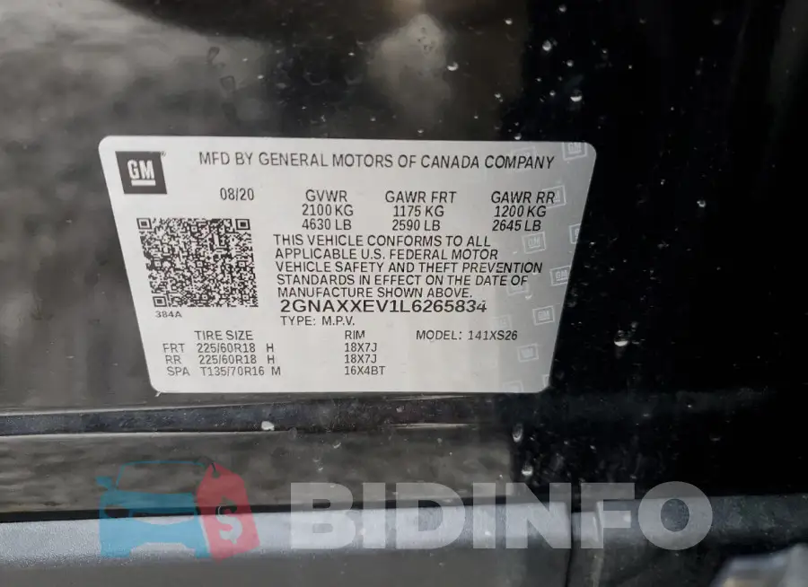 2GNAXXEV1L6265834 Photo# 13