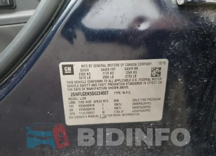 2GNFLGEK5G6224667 Photo# 12