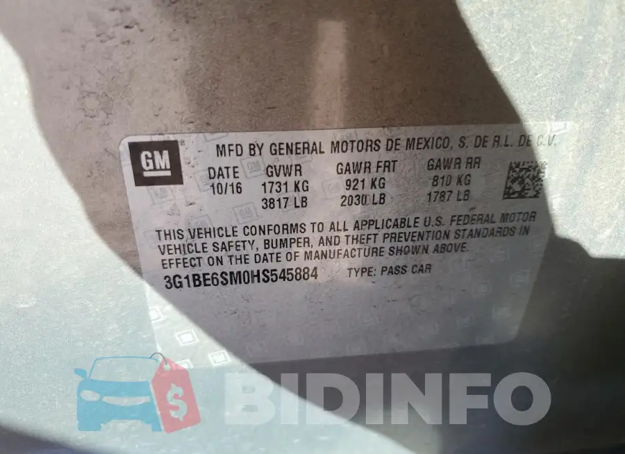 3G1BE6SM0HS545884 Photo# 12