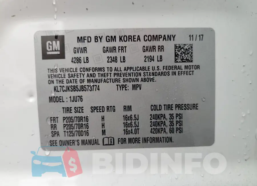 KL7CJKSB5JB573774 Photo# 13