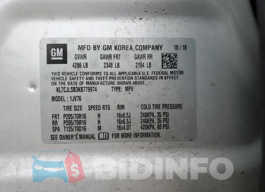 KL7CJLSB3KB779974 Photo# 13