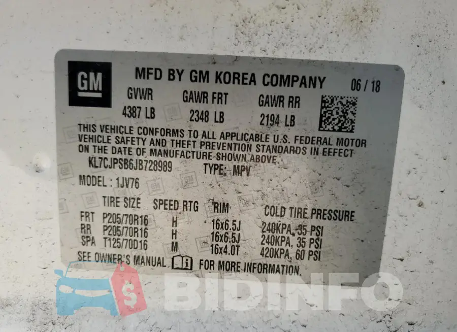 KL7CJPSB6JB728989 Photo# 12
