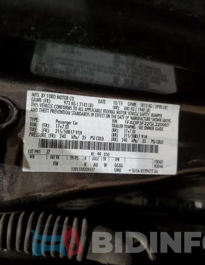 1FADP3F22GL220097 Photo# 12