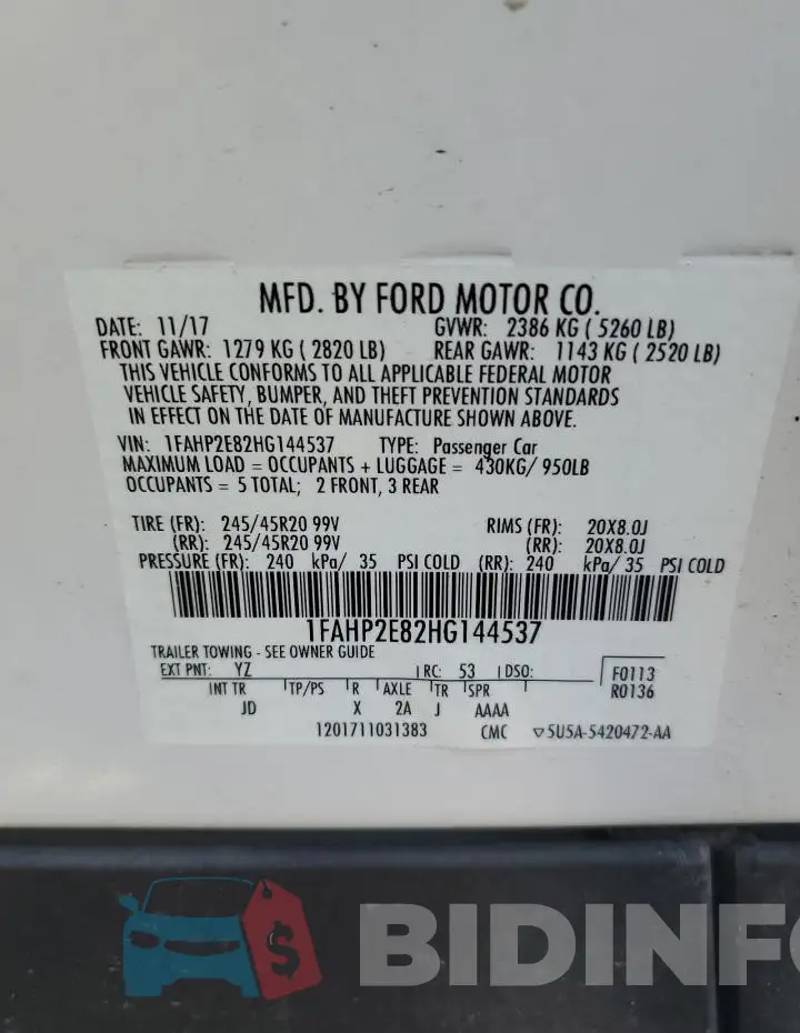 1FAHP2E82HG144537 Photo# 12