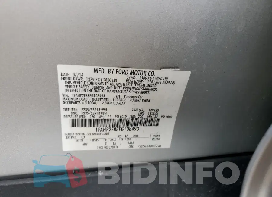 1FAHP2E88FG108493 Photo# 12