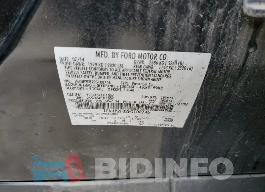 1FAHP2F82FG108746 Photo# 12