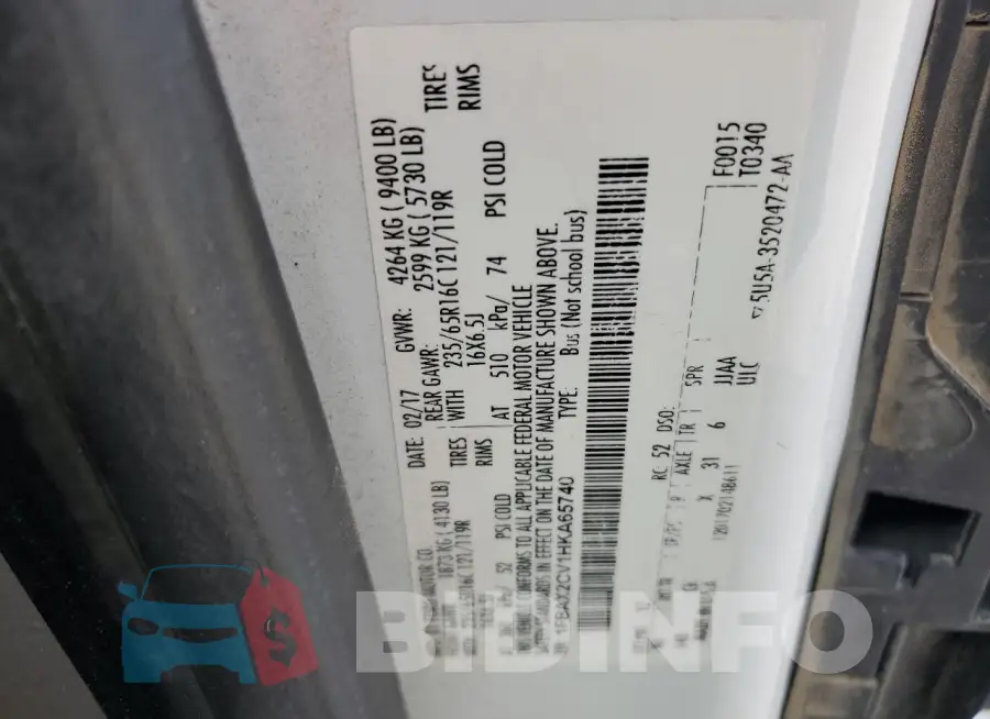 1FBAX2CV1HKA65740 Photo# 13