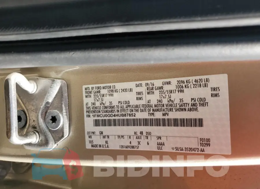 1FMCU0GD4HUB87852 Photo# 14