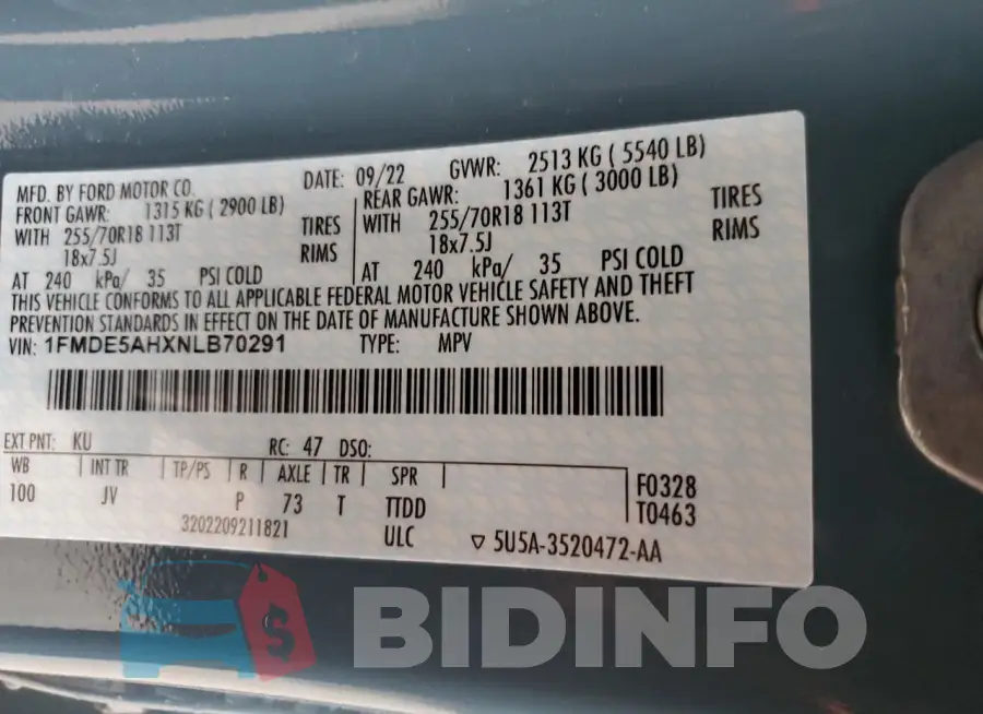 1FMDE5AHXNLB70291 Photo# 14