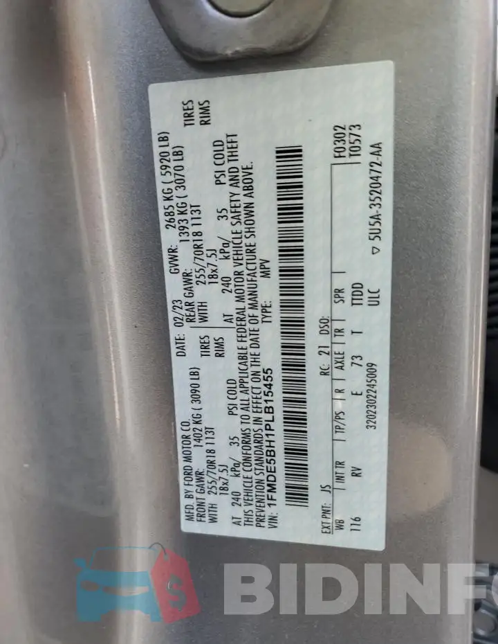 1FMDE5BH1PLB15455 Photo# 14