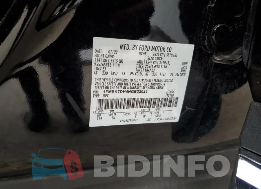 1FMSK7DH4NGB32023 Photo# 12