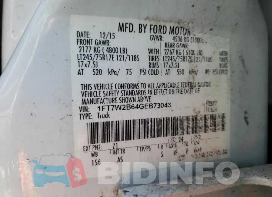 1FT7W2B64GEB73043 Photo# 12