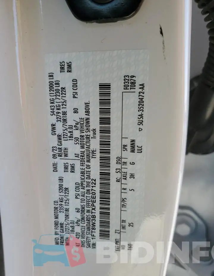 1FT8W3BTXPEE07122 Photo# 12