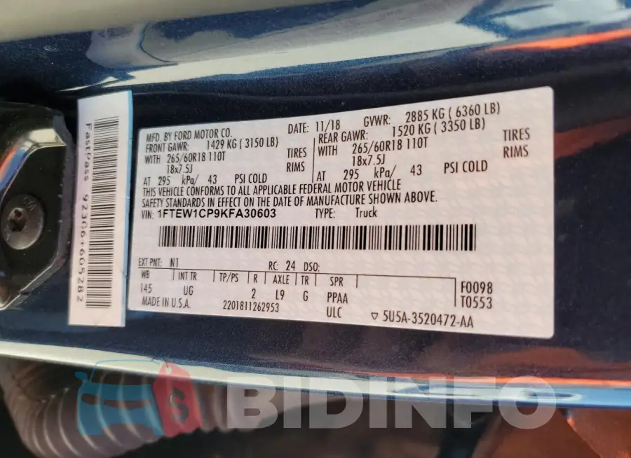 1FTEW1CP9KFA30603 Photo# 12