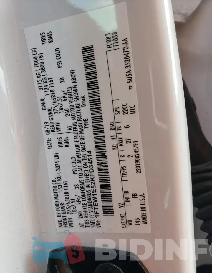 1FTEW1E52KFD34514 Photo# 13