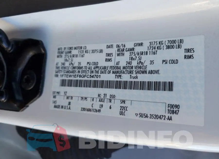 1FTEW1EF6GFC54701 Photo# 12