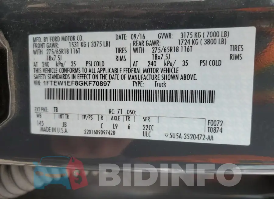 1FTEW1EF8GKF70897 Photo# 12