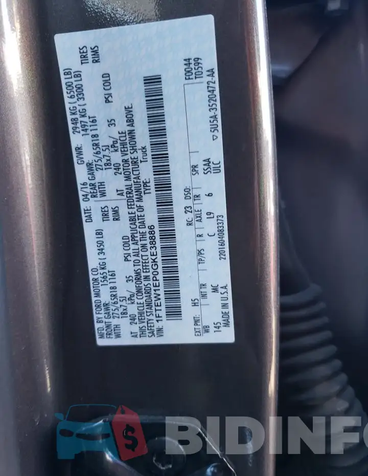 1FTEW1EP0GKE38886 Photo# 12
