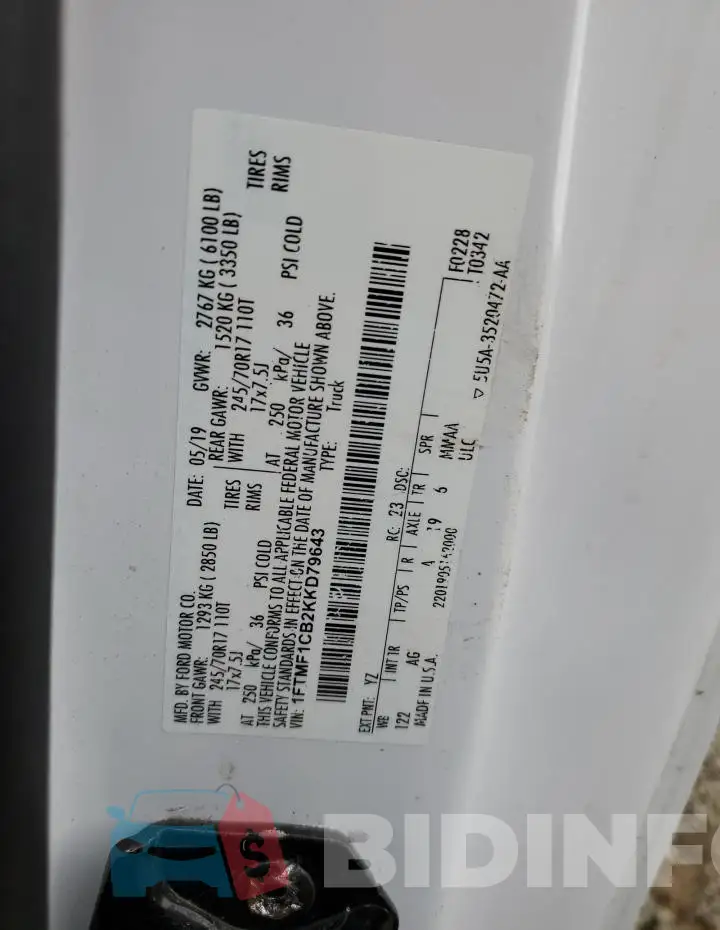 1FTMF1CB2KKD79643 Photo# 12