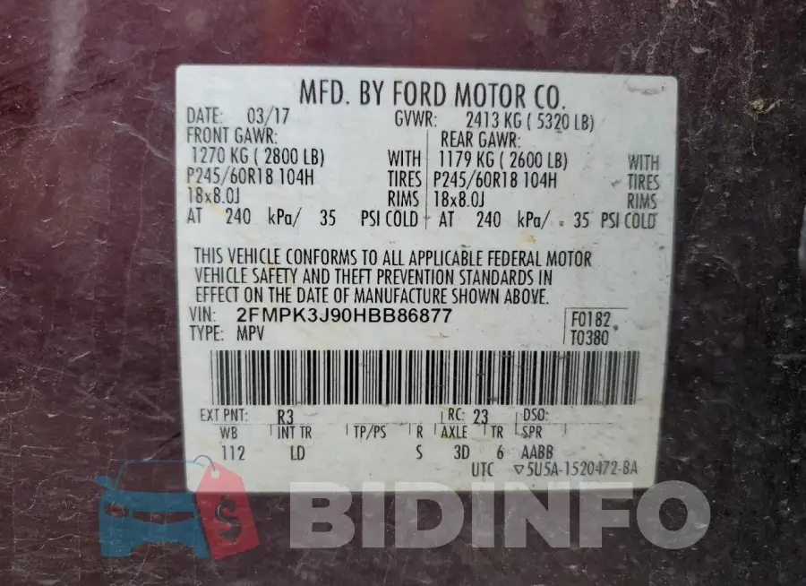 2FMPK3J90HBB86877 Photo# 13