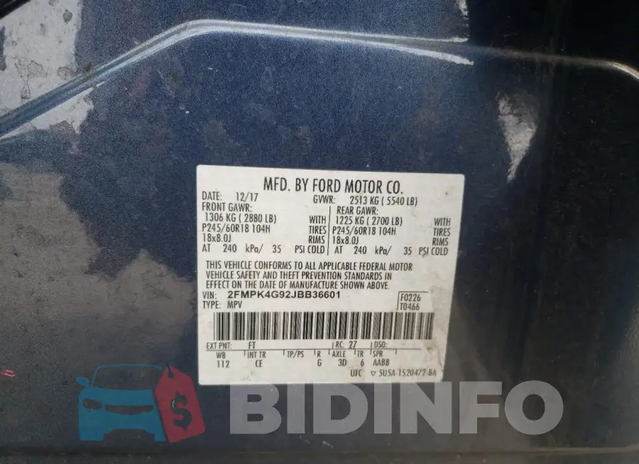 2FMPK4G92JBB36601 Photo# 12