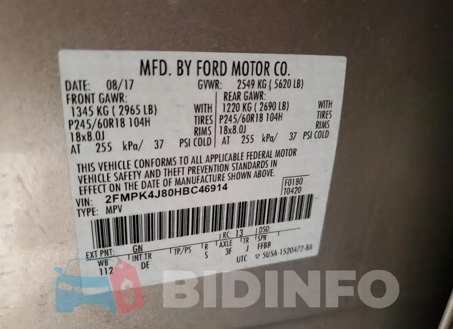 2FMPK4J80HBC46914 Photo# 14