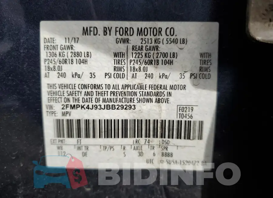 2FMPK4J93JBB29293 Photo# 12