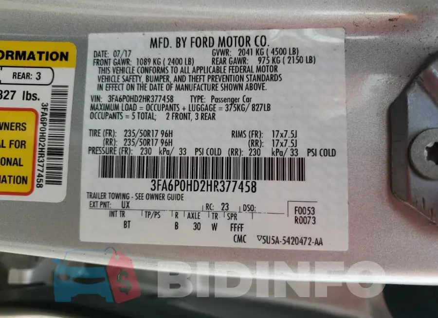 3FA6P0HD2HR377458 Photo# 12