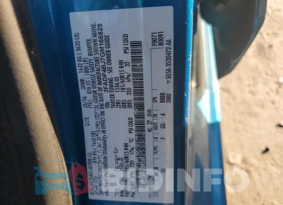3FADP4BJ7GM166829 Photo# 12