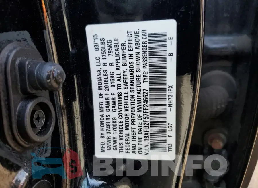 19XFB2F57FE246627 Photo# 12