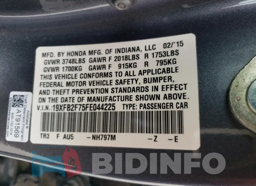 19XFB2F75FE044225 Photo# 12