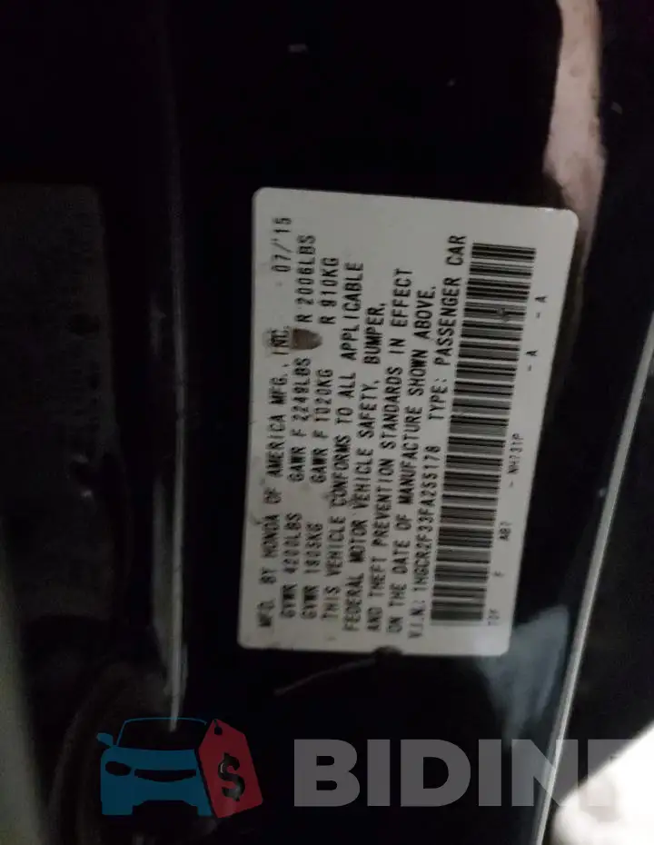 1HGCR2F33FA255178 Photo# 12