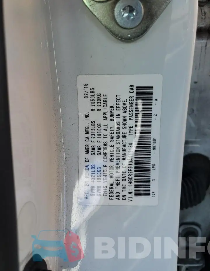 1HGCR2F61GA142180 Photo# 12