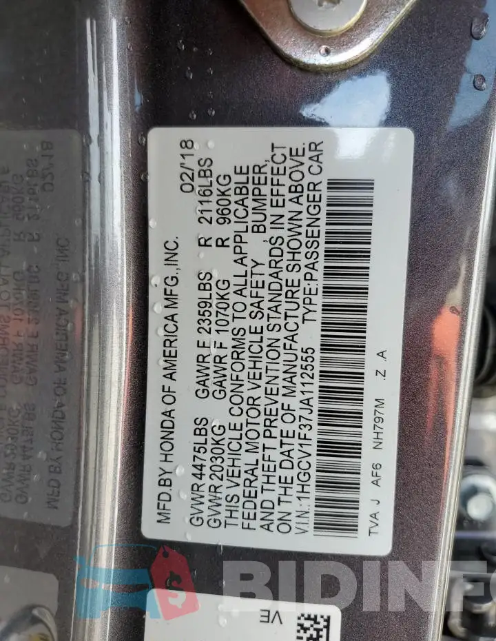 1HGCV1F37JA112555 Photo# 13