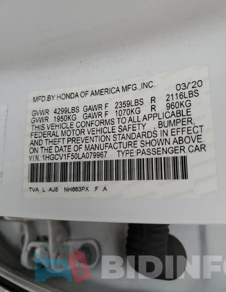 1HGCV1F50LA079967 Photo# 12