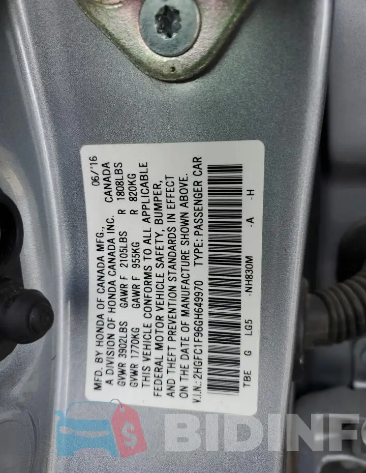2HGFC1F96GH649970 Photo# 12